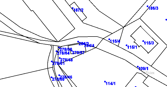 Parcela st. 284/4 v KÚ Svatá Kateřina, Katastrální mapa