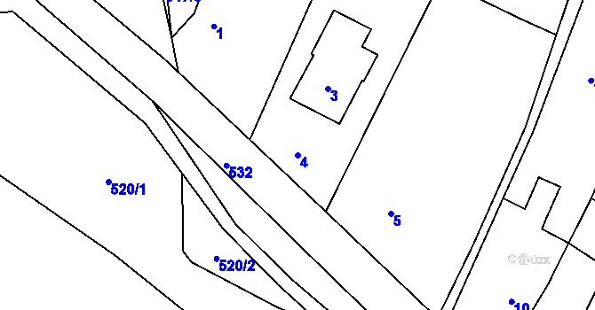 Parcela st. 4 v KÚ Šebrov, Katastrální mapa
