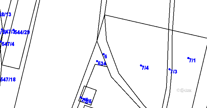 Parcela st. 6 v KÚ Šebrov, Katastrální mapa