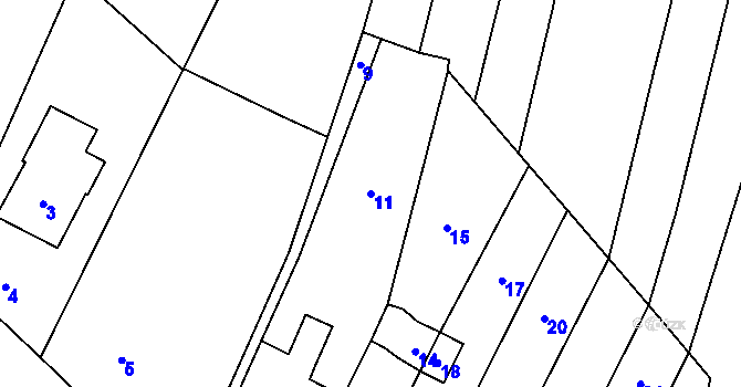 Parcela st. 11 v KÚ Šebrov, Katastrální mapa
