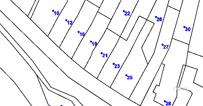 Parcela st. 21 v KÚ Šebrov, Katastrální mapa