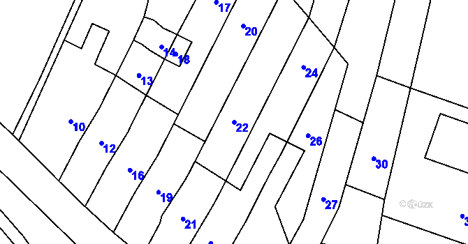 Parcela st. 22 v KÚ Šebrov, Katastrální mapa