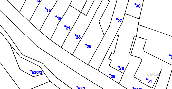 Parcela st. 25 v KÚ Šebrov, Katastrální mapa