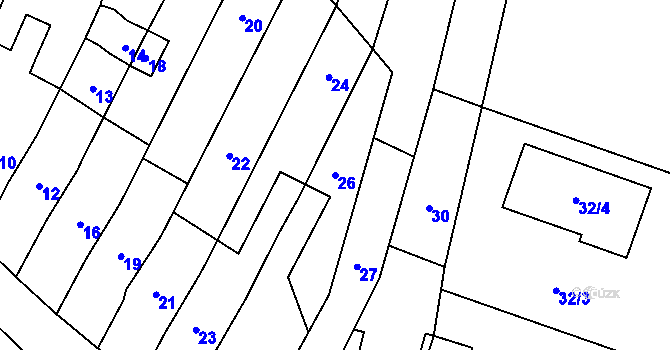 Parcela st. 26 v KÚ Šebrov, Katastrální mapa
