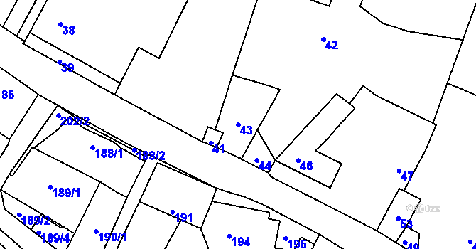 Parcela st. 43 v KÚ Šebrov, Katastrální mapa