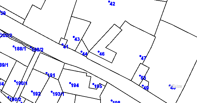 Parcela st. 46 v KÚ Šebrov, Katastrální mapa