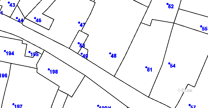 Parcela st. 48 v KÚ Šebrov, Katastrální mapa
