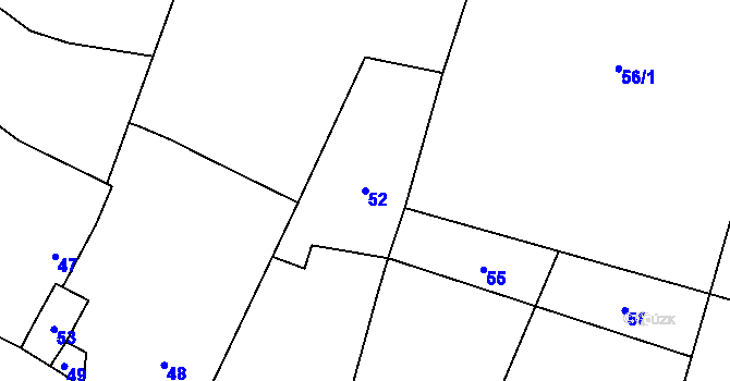 Parcela st. 52 v KÚ Šebrov, Katastrální mapa