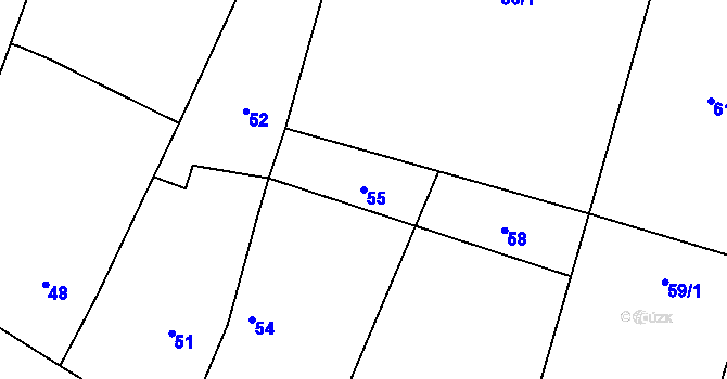 Parcela st. 55 v KÚ Šebrov, Katastrální mapa