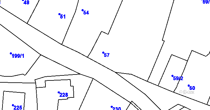 Parcela st. 57 v KÚ Šebrov, Katastrální mapa
