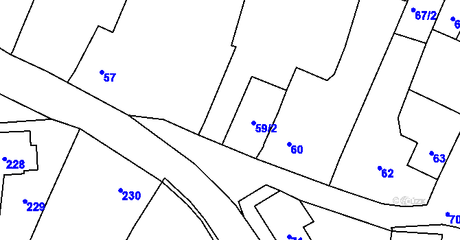 Parcela st. 59 v KÚ Šebrov, Katastrální mapa