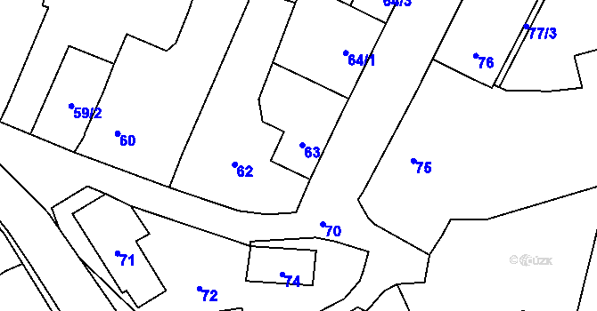 Parcela st. 63 v KÚ Šebrov, Katastrální mapa