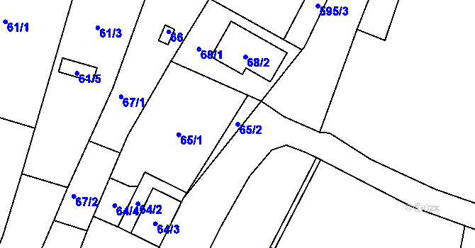Parcela st. 65/2 v KÚ Šebrov, Katastrální mapa
