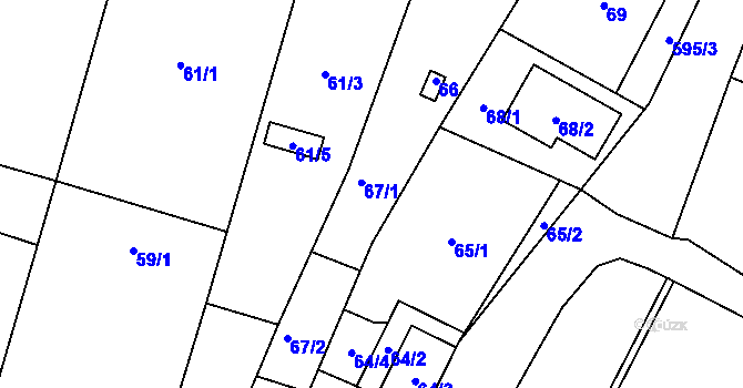 Parcela st. 67 v KÚ Šebrov, Katastrální mapa