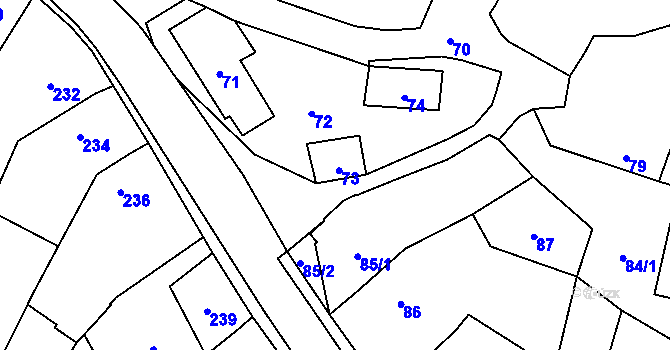 Parcela st. 73 v KÚ Šebrov, Katastrální mapa