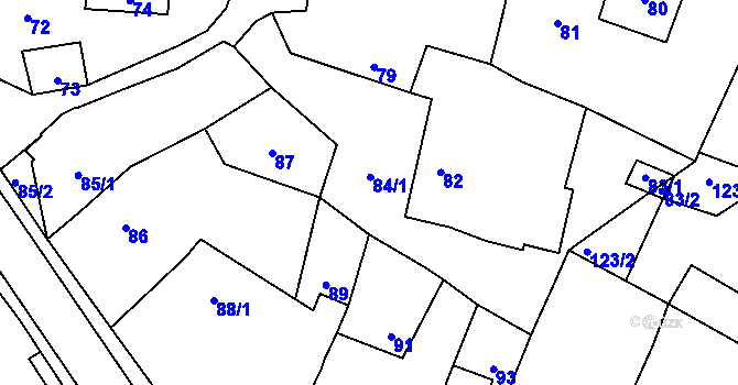 Parcela st. 84/1 v KÚ Šebrov, Katastrální mapa