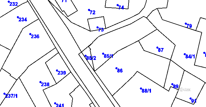 Parcela st. 85/1 v KÚ Šebrov, Katastrální mapa