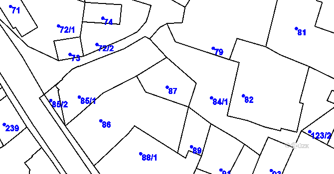Parcela st. 87 v KÚ Šebrov, Katastrální mapa
