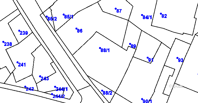 Parcela st. 88/1 v KÚ Šebrov, Katastrální mapa