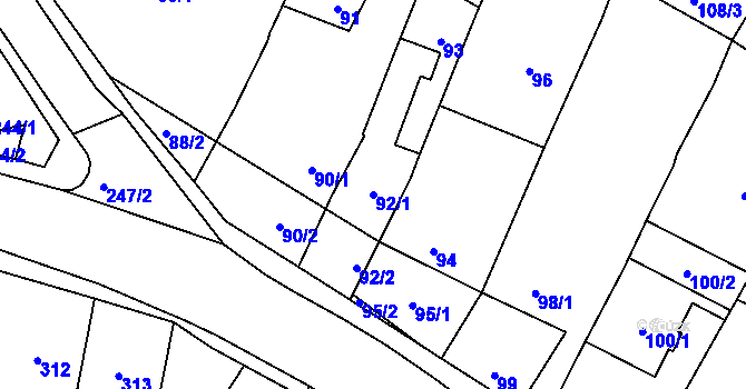 Parcela st. 92/1 v KÚ Šebrov, Katastrální mapa