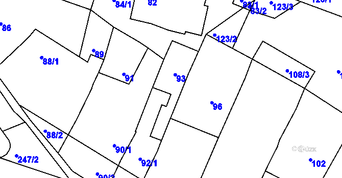 Parcela st. 93 v KÚ Šebrov, Katastrální mapa