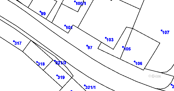 Parcela st. 97 v KÚ Šebrov, Katastrální mapa