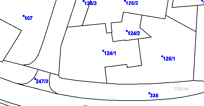 Parcela st. 124 v KÚ Šebrov, Katastrální mapa