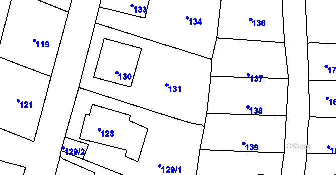 Parcela st. 131 v KÚ Šebrov, Katastrální mapa