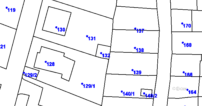 Parcela st. 132 v KÚ Šebrov, Katastrální mapa