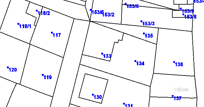 Parcela st. 133 v KÚ Šebrov, Katastrální mapa