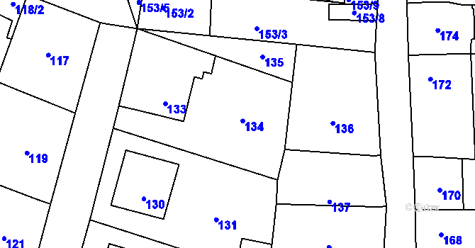 Parcela st. 134 v KÚ Šebrov, Katastrální mapa