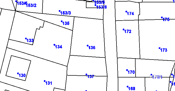 Parcela st. 136 v KÚ Šebrov, Katastrální mapa