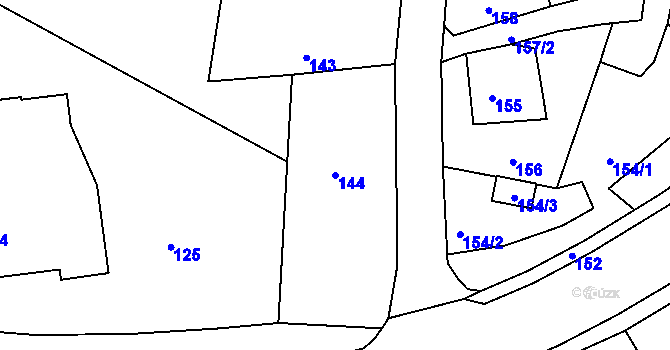 Parcela st. 144 v KÚ Šebrov, Katastrální mapa