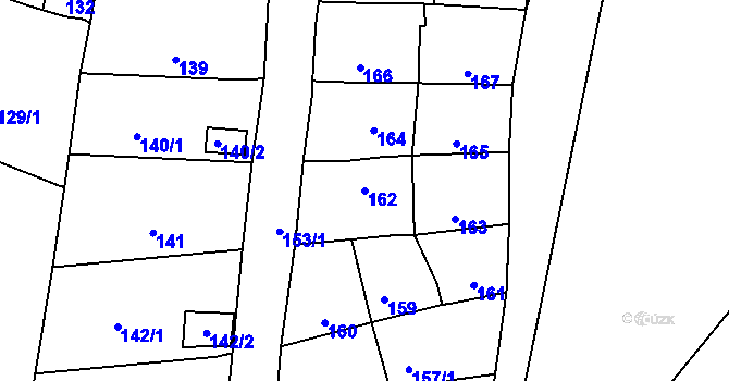 Parcela st. 162 v KÚ Šebrov, Katastrální mapa