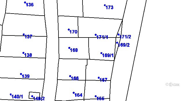 Parcela st. 169/1 v KÚ Šebrov, Katastrální mapa