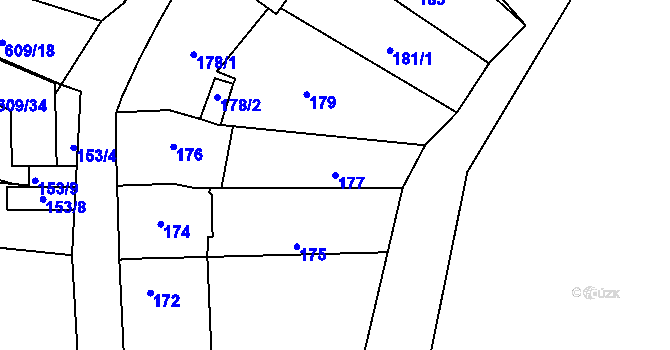 Parcela st. 177 v KÚ Šebrov, Katastrální mapa