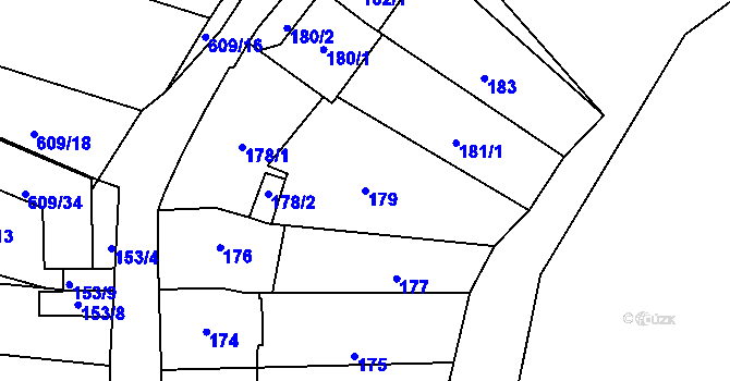 Parcela st. 179 v KÚ Šebrov, Katastrální mapa