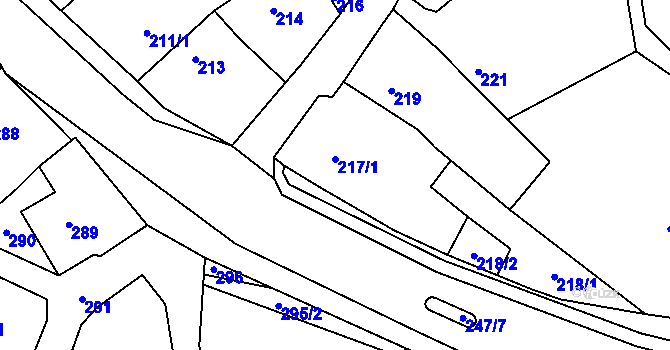Parcela st. 217/1 v KÚ Šebrov, Katastrální mapa