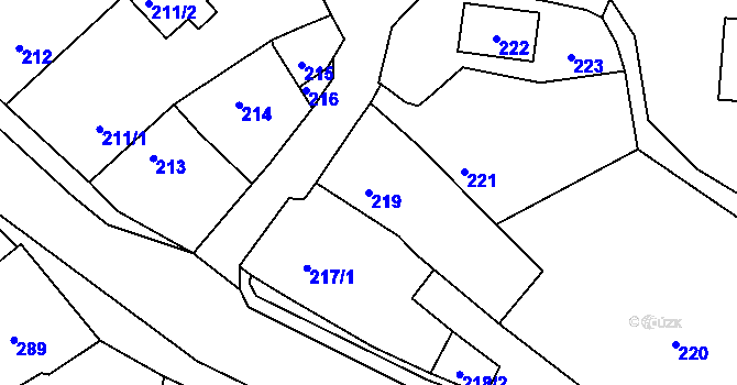 Parcela st. 219 v KÚ Šebrov, Katastrální mapa