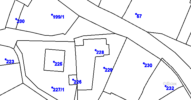 Parcela st. 228 v KÚ Šebrov, Katastrální mapa