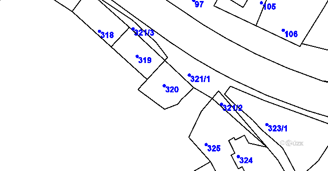 Parcela st. 320 v KÚ Šebrov, Katastrální mapa