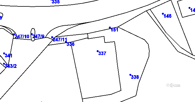 Parcela st. 337 v KÚ Šebrov, Katastrální mapa