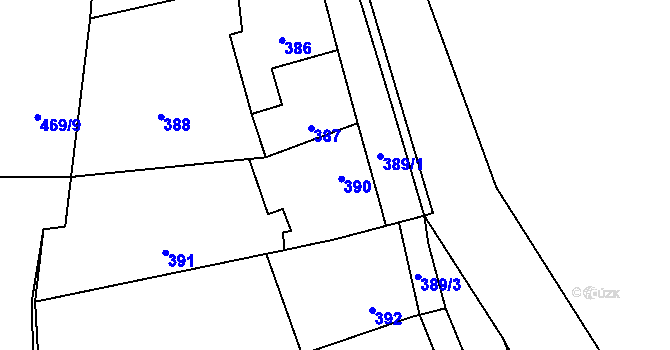 Parcela st. 390 v KÚ Šebrov, Katastrální mapa