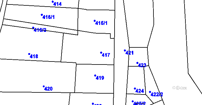 Parcela st. 417 v KÚ Šebrov, Katastrální mapa