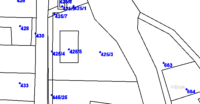 Parcela st. 425/3 v KÚ Šebrov, Katastrální mapa