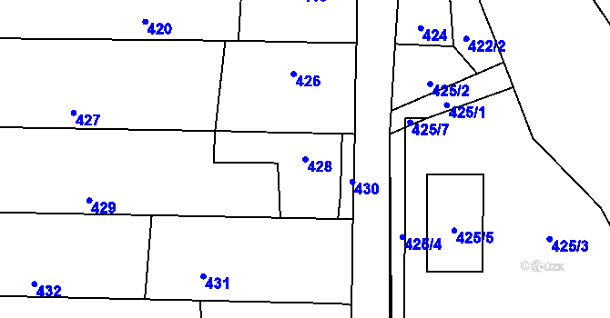 Parcela st. 428 v KÚ Šebrov, Katastrální mapa