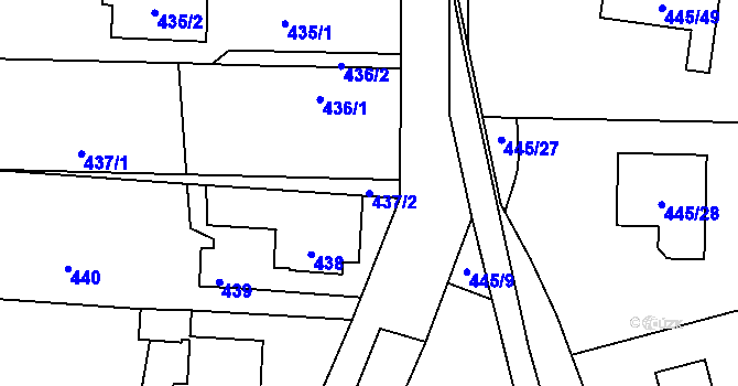 Parcela st. 437/2 v KÚ Šebrov, Katastrální mapa