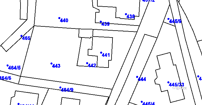 Parcela st. 441 v KÚ Šebrov, Katastrální mapa