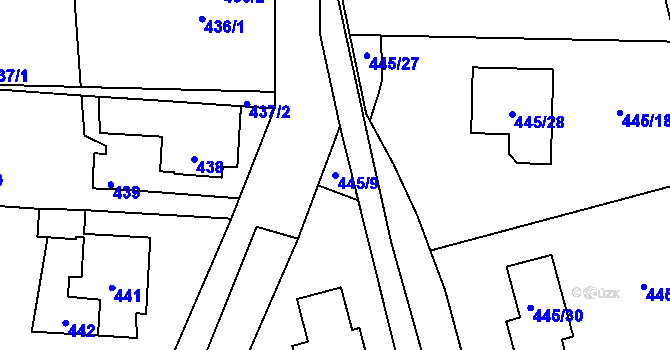 Parcela st. 445/9 v KÚ Šebrov, Katastrální mapa