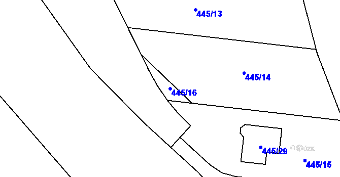 Parcela st. 445/16 v KÚ Šebrov, Katastrální mapa